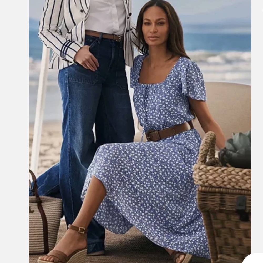 Polo by Ralph Lauren Blue Floral Midi Dress